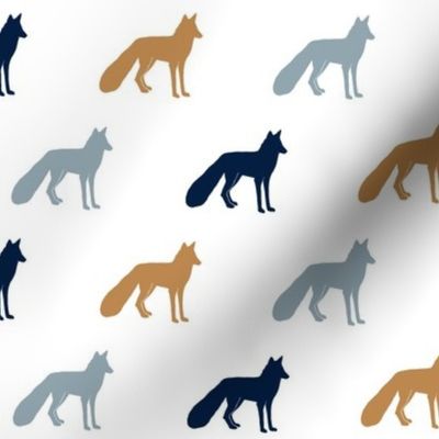 multi colored foxes || navy, blue, burnt orange