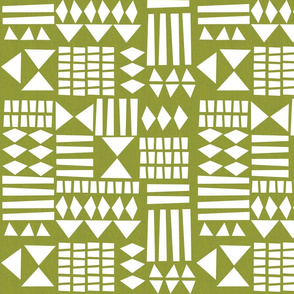 Blok Print Geometric - Olive