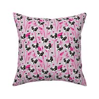 Sweet baby bamboo and panda forest asian animals pink black and white