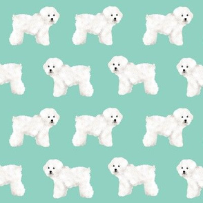 bichon frise dog print mint dog cute dog breed dog breed fabric 