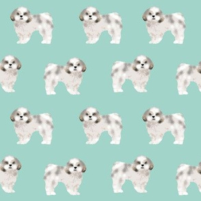 shih tzu mint cute shih tzu dog print sweet toy breed dog fabric