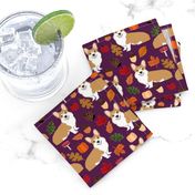 corgi autumn leaves fall pumpkin pinecones acorn autumns corgis dog breed fabric