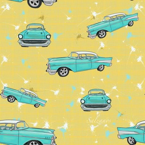 Retro Toy Cars in Aqua by Salzanos