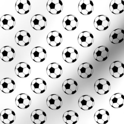 One Inch Black and White Soccer Balls on White