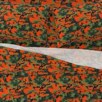  Large Green, Dark Green, Orange, and Black Camouflage (12 inch repeat)