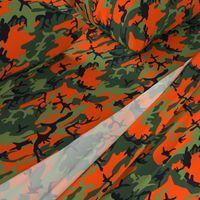  Large Green, Dark Green, Orange, and Black Camouflage (12 inch repeat)