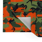  Large Green, Dark Green, Orange, and Black Camouflage (12 inch repeat)