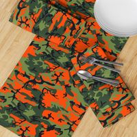  Large Green, Dark Green, Orange, and Black Camouflage (12 inch repeat)