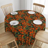  Large Green, Dark Green, Orange, and Black Camouflage (12 inch repeat)