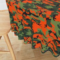  Large Green, Dark Green, Orange, and Black Camouflage (12 inch repeat)