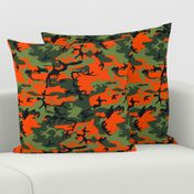  Large Green, Dark Green, Orange, and Black Camouflage (12 inch repeat)