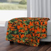  Large Green, Dark Green, Orange, and Black Camouflage (12 inch repeat)
