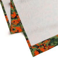  Large Green, Dark Green, Orange, and Black Camouflage (12 inch repeat)