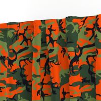  Large Green, Dark Green, Orange, and Black Camouflage (12 inch repeat)