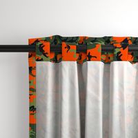  Large Green, Dark Green, Orange, and Black Camouflage (12 inch repeat)