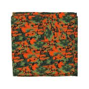  Large Green, Dark Green, Orange, and Black Camouflage (12 inch repeat)