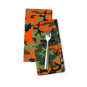  Large Green, Dark Green, Orange, and Black Camouflage (12 inch repeat)
