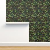  Large Greens, Brown, and Black Military Camouflage (12 inch repeat)