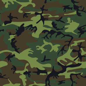  Large Greens, Brown, and Black Military Camouflage (12 inch repeat)