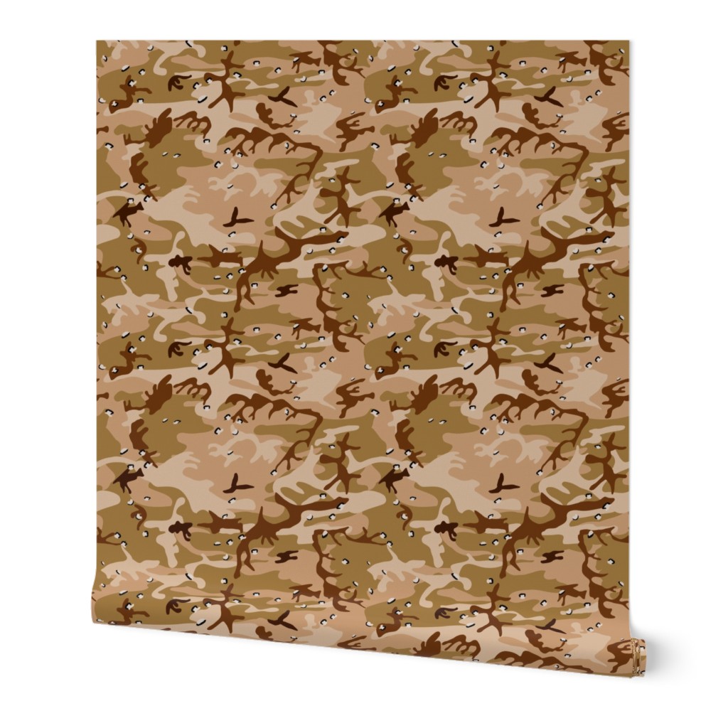  Large Beige, Tan, and Brown Desert Military Camouflage (12 inch repeat)