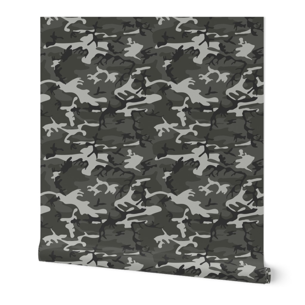 Large Mixed Gray Military Camouflage (12 inch repeat)