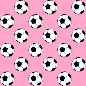 One Inch Black and White Soccer Balls on Carnation Pink