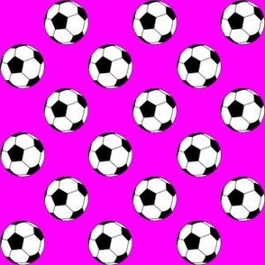 One Inch Black and White Soccer Balls on Magenta Pink