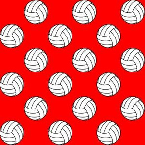 One Inch Black and White Volleyballs on Red