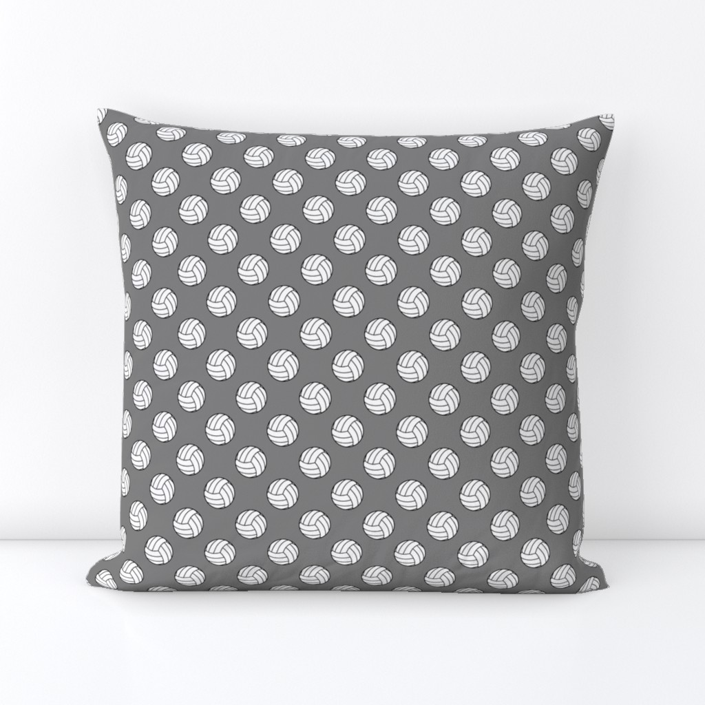 One Inch Black and White Volleyballs on Medium Gray