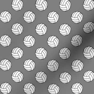 One Inch Black and White Volleyballs on Medium Gray