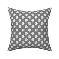 One Inch Black and White Volleyballs on Medium Gray