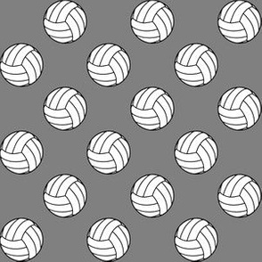 One Inch Black and White Volleyballs on Medium Gray