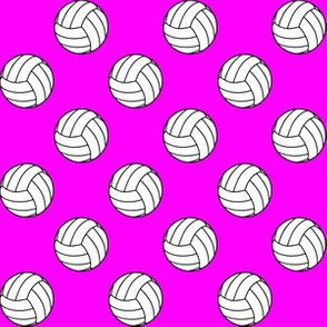 One Inch Black and White Volleyballs on Magenta Pink