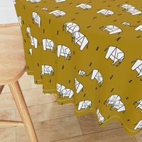 Geometric elephants - golden honey yellow mustard geo animals || by sunny afternoon