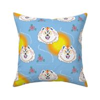 Samoyed Coloring Gift Wrap Birthday  Blue 