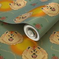 Samoyed Coloring Gift Wrap Birthday  Blue 