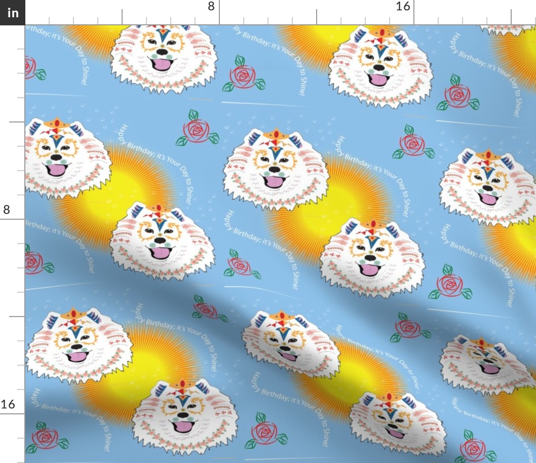 Samoyed Coloring Gift Wrap Birthday  Blue 