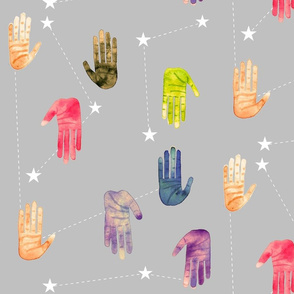 Colorful Watercolor Hands and Stars - Larger Scale