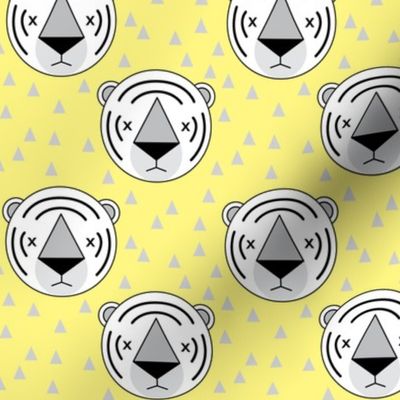 geometric tiger faces on yellow