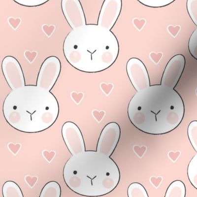 bunny faces on vintage pink