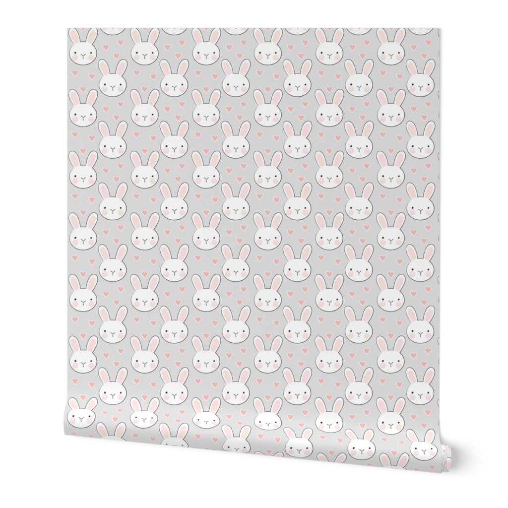 bunny faces on grey