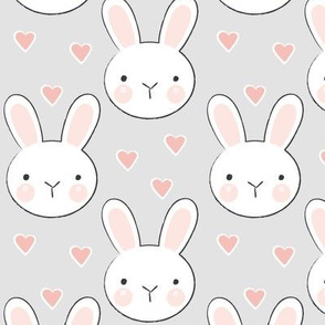 bunny faces on grey