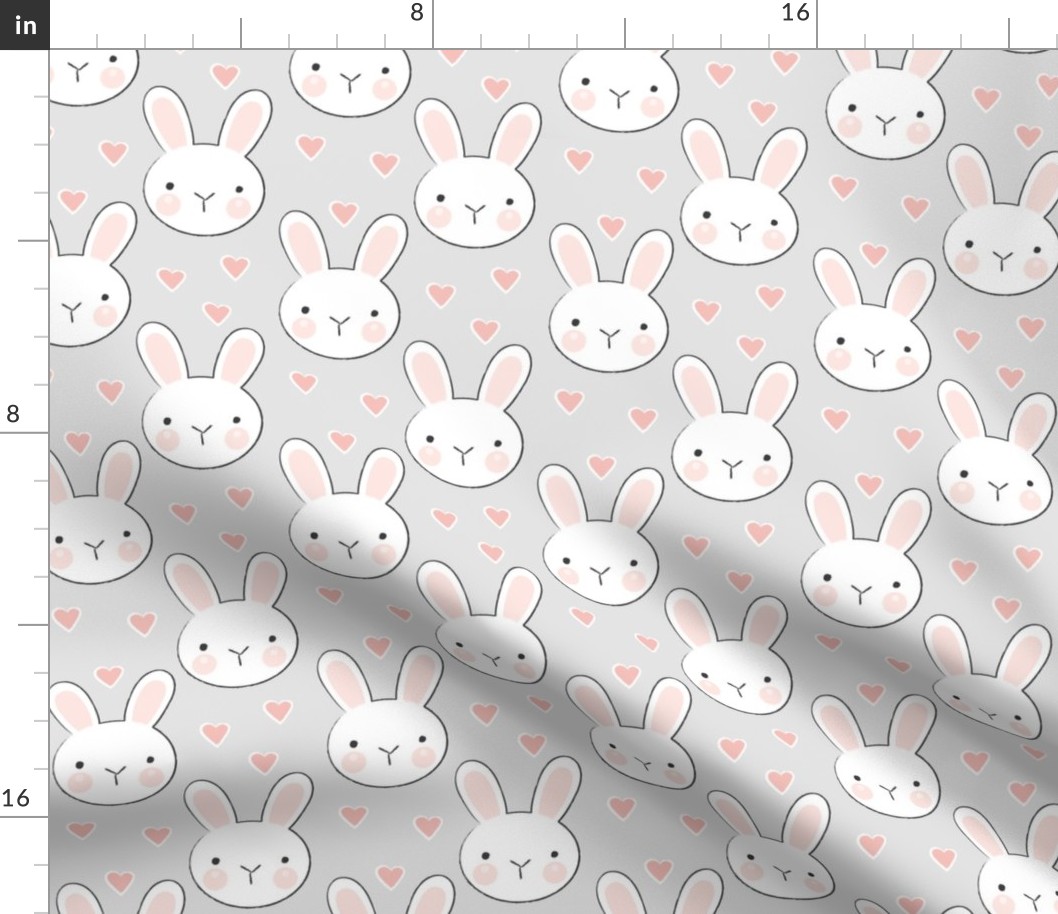 bunny faces on grey