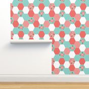 girls wholecloth quilt top cute girls hexagon cheater quilt cheater blanket girls floral flowers cute nursery baby hexies girls coral mint pink cheater 