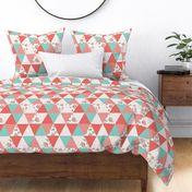 girls wholecloth quilt top cute girls triangle cheater quilt cute coral mint and pink triangle quilt for girls