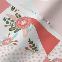 girls wholecloth quilt top cute girls triangle cheater quilt cute coral mint and pink triangle quilt for girls