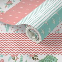 wholecloth cactus blooms cheater quilt stripes 6" stripes girls room wholecloth cheater blanket crib blanket baby nursery cheater crib sheet