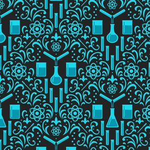 Mad Science Damask (Dark Blue)