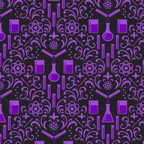 Mad Science Damask (Dark Purple)