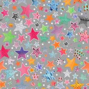 Little Patchwork Stars - grey